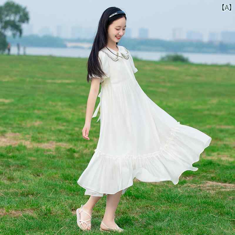 ワンピース フェミニン レディース ガールズ ドレス おしゃれ サマー ドレス 女の子 フェアリー ロング スカート おしゃれ シンプル 柔らかい｜ラ・グラーヌ