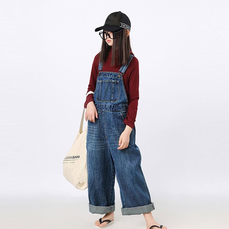 キッズ デニム オーバーオール 春夏 ストレート ワイドレッグ カジュアル ゆったり サロペット ルーズフィット シンプル