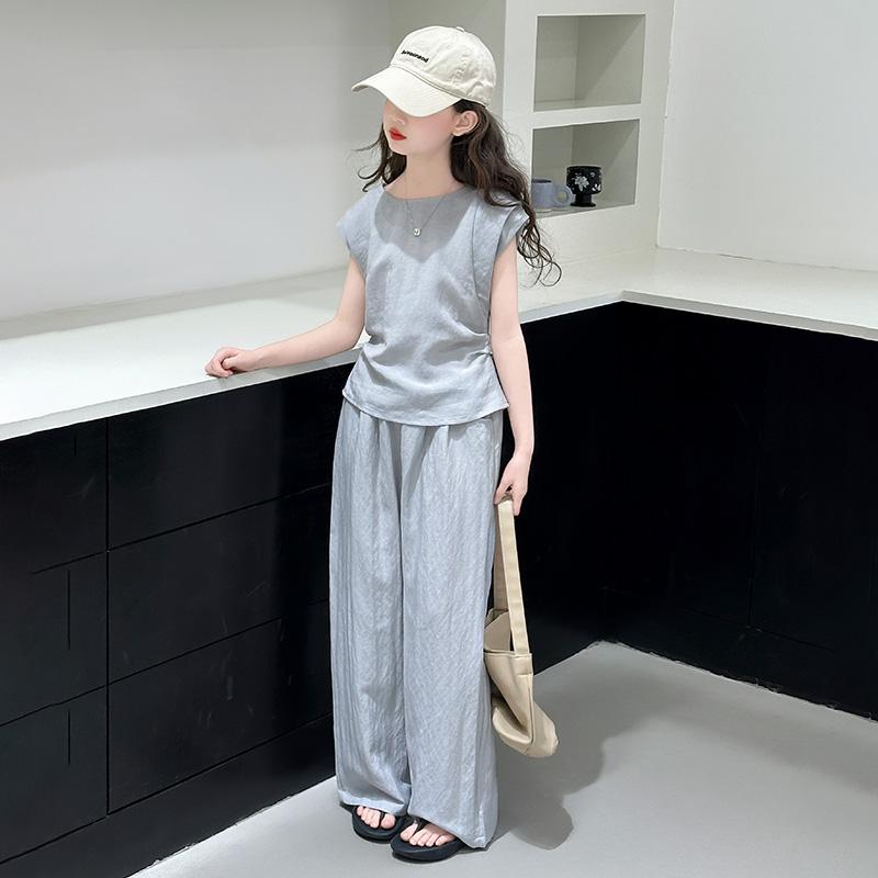 Tシャツ パンツ セットアップ 女の子 夏 スーツ 子供 スタイリッシュ 韓国 女子 ツーピース 小学生 中学生 クール キュート おしゃれ カジュアル 通学 デイリー