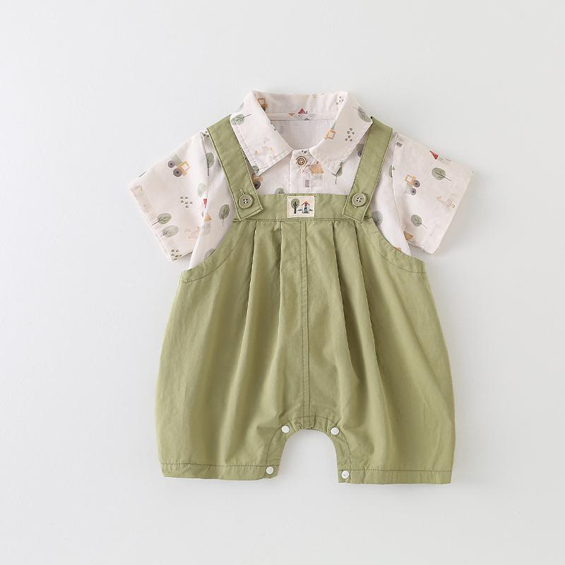 赤ちゃん用品 ベビー服 かわいい カジュアル 快適 ツーピース ロンパース オールインワン ジャンプスーツ トップス サマー 夏 お出かけ 帽子