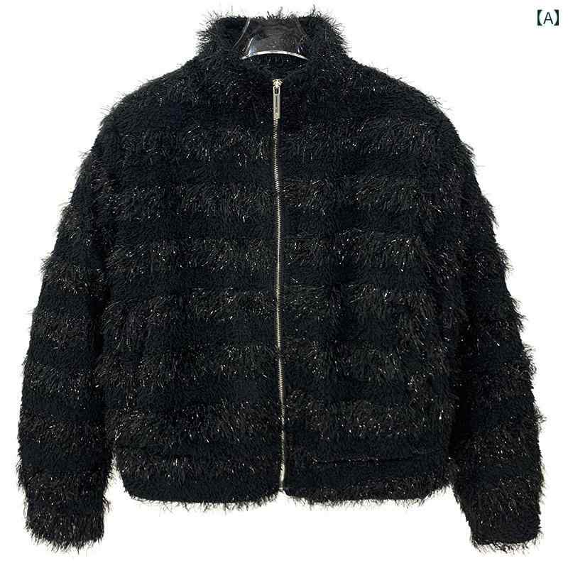 ジャケット 冬 フリンジ ショート ジャケット アウターウェア メンズ ファッション キルティング 暖かい 厚手 光沢 カジュアル スタイリッシュ 個性的 ファッショナブル|ラ・グラーヌ