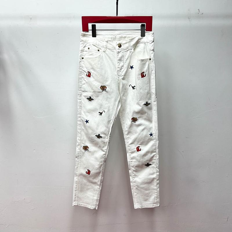 デニムパンツ メンズ ヨーロピアン 春夏 ジーンズ スキニー スタイリッシュ ユーモア 個性的 カジュアル 長ズボン 刺繍 ファッション