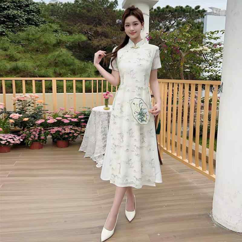 レディース アオザイ 瀬戸もの 御召しもの 夏 水墨画 真っただ中丈 分かりやすい フレンチ 中華風 衣装