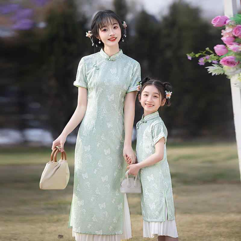 瀬戸もの風 御召しもの レディース おっ母さん ちびっ子 お嬢さん 有りの実ルック お一揃い 親子コーデ 雅びやか 好いたらしいめ 雅びやか 涼感 吸いつける的 清楚 今めかしい 女子らしい 言い慣わし 夢見鳥 夢見鳥