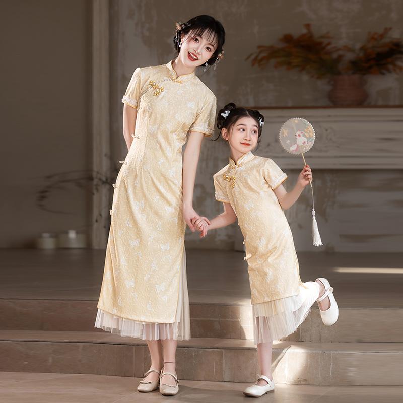 瀬戸もの風 御召しもの レディース おっ母さん ちびっ子 お嬢さん 有りの実ルック お一揃い 親子コーデ 雅びやか 好いたらしいめ 雅びやか 涼感 吸いつける的 清楚 今めかしい 女子らしい 言い慣わし 伝統的