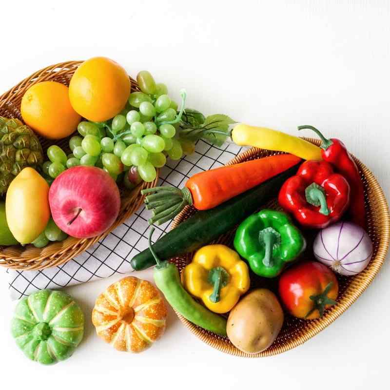 食品サンプル 見本 野菜 フルーツ 果物 インテリア 店舗装飾 撮影小道具 模型 バスケットセット フェイク ルームデコ ディスプレイ 展示会 色彩豊か 演出