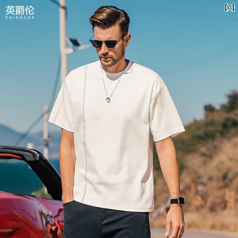 Tシャツ 半袖 シンプル カジュアル おしゃれ ミニマル スタイリッシュ 普段着 マルチシーン メンズ ファッション 大きいサイズ