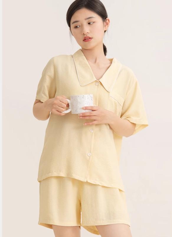 パジャマ ルームウェア 夏用 薄手 コットン 半袖 セット パステルカラー おしゃれ シンプル カジュアル ナイトウェア