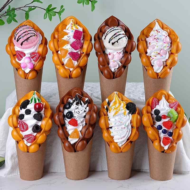 食品サンプル フェイク シミュレーション フードサンプル ワッフル アイスクリーム フルーツ 食品模型 デザート ディスプレイ 店舗演出 展示装飾 小道具 インテリア デコレーション リアル
