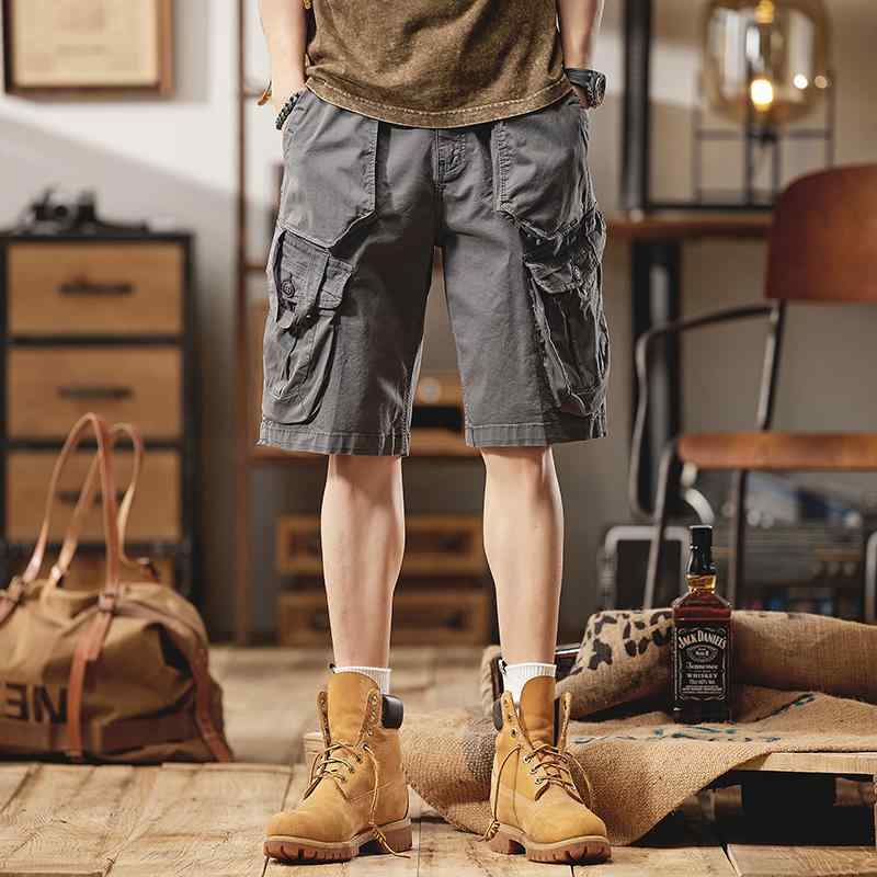 メンズ アウトドア パンツ ハーフパンツ アメリカ レトロ カーゴ ショーツ 夏 マルチ ポケット 洗える 耐摩耗 ゆったり 大きいサイズ ボーイズ ミディアム パンツ 伸縮性 ファッション
