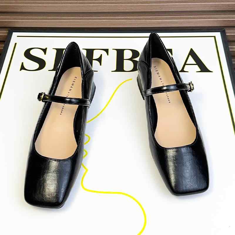 パンプス シープスキン 好いたらしい 置き目踵 スクエアトゥ 薄っぺら履き口 いけ図々しい踵 疲れにくい デイリー ソフトレザーワーク シューズ レディース