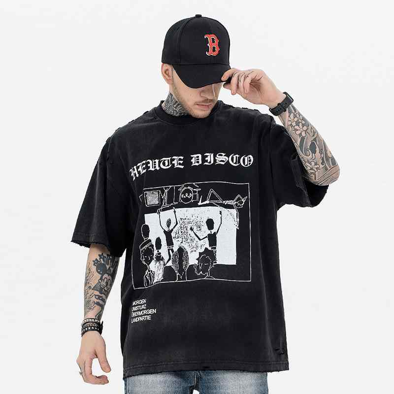 男性 文字 プリント グラデーション 半袖 大きいサイズ トップス レトロ Tシャツ メンズ カジュアル 夏