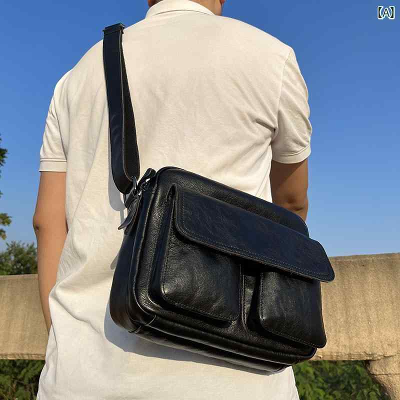 ショルダーバッグ メンズ 鞄 第一層牛革 レザー レトロ ショルダー 大容量 クロス ボディバッグ ポスト マン バッグ 多機能 カジュアル ホース ビジネス 大人 男性 黒 茶 ヴィンテージ モダン クラシック