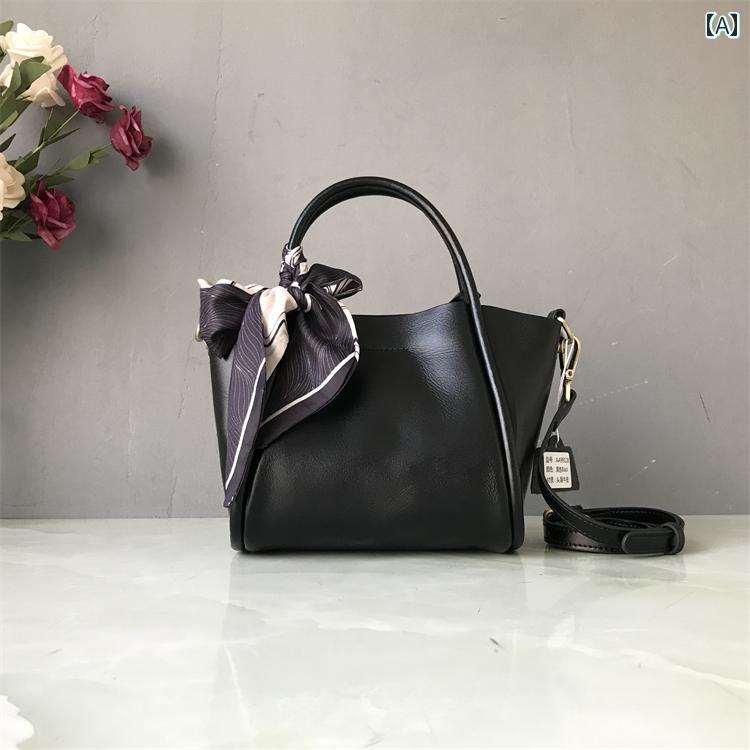 牛革 ハンドバッグ レディース ハイエンド デイリー 通勤 ショルダー クロスボディバッグ リボン付き スタイリッシュ