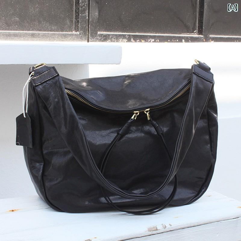トートバッグ 普段使い タンニン なめし牛革 レトロ 革 通勤 バッグ ショルダー クロス 日常使い ボディバッグ 大容量 レディース ソフトレザー