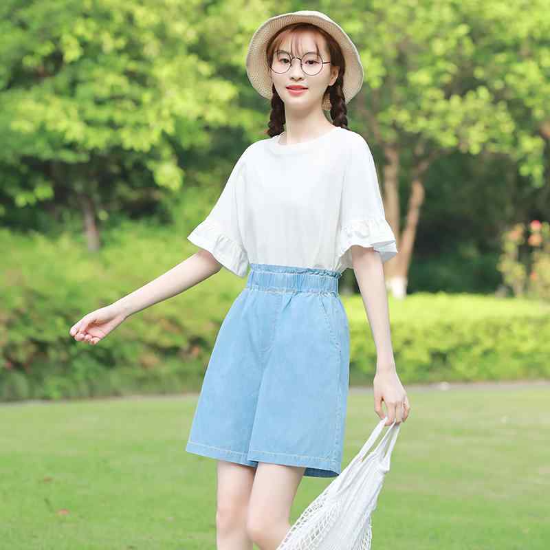 シャツ ブラウス ショートパンツ セットアップ 半袖 夏 高校生 中学生 爽やか 休日 レジャー リゾート ガールズ レディース