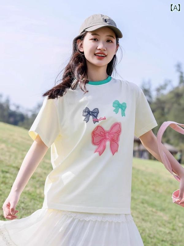 レディース 流行り物 うしろ帯 高校生 中学生 夏 半袖 夏 心地好い うしろ帯 綿 プルオーバー 背広 背広