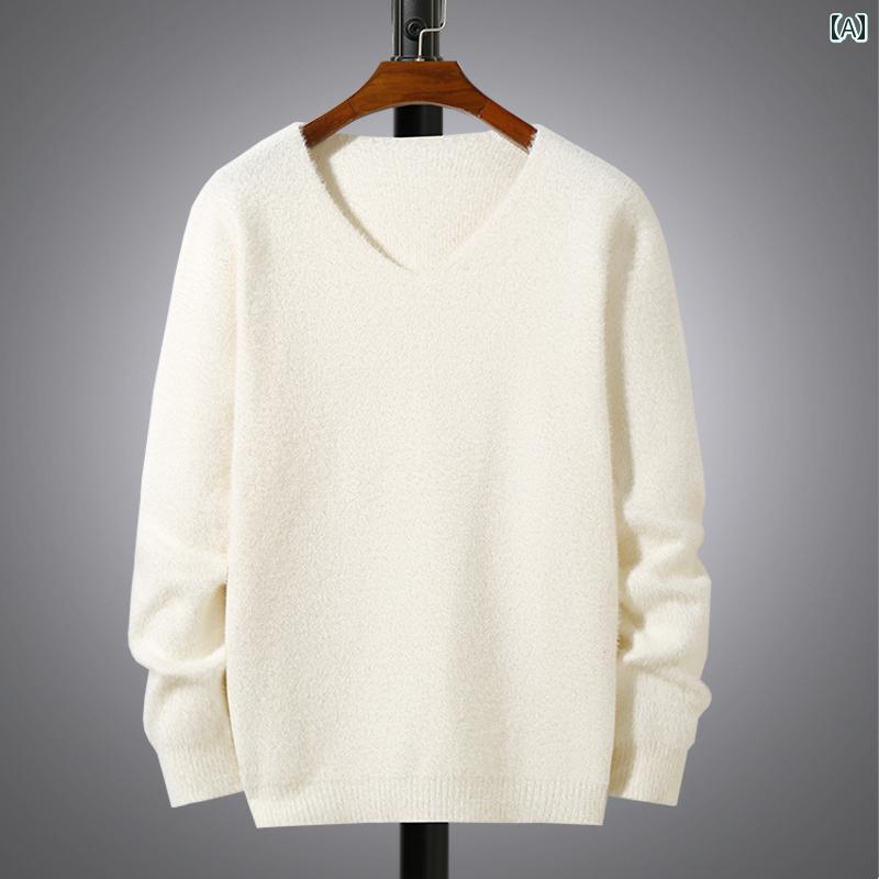 シンプル メンズ トップス ニット プルオーバー セーター Vネック 春秋 長袖 スリムフィット シンプル アウトドア ファッション コーディネート フィット 着やすい