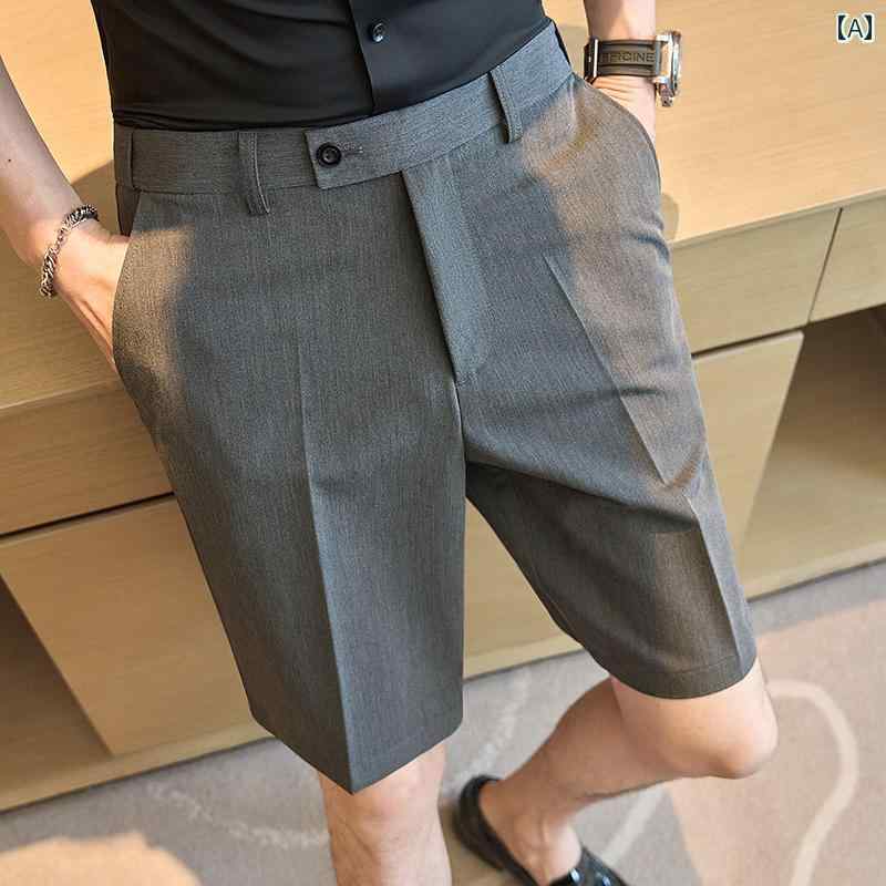 スラックス メンズ 紳士服 スーツパンツ ボトムス カジュアル シンプル モード おしゃれ モダン トラベルウェア 薄手 ショーツ 夏