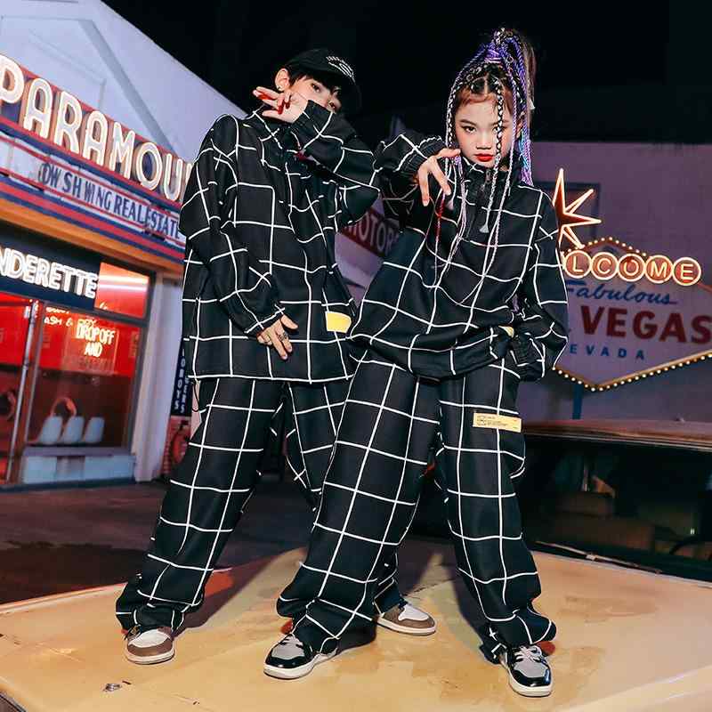 ダンスウェア 衣装 セットアップ ジャケットスーツ 格子柄 ヒップホップ ジャズダンス ワイドフィット 秋冬 キッズ ガールズ ボーイズ ストリート 練習着