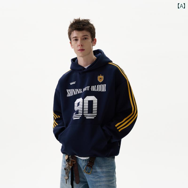 パーカー 成人男性服 亜米利加 レトロ 対比 縞模様 生産ライン ナンバリング 90 刷り上げる ボンネット 汗水 フーディ メンズ 分科大学 トップス 調教師 運動競技 心地よい スポカジ