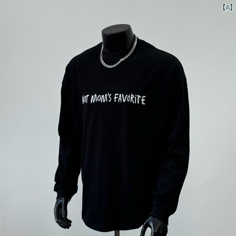 メンズ Tシャツ 長袖 春秋 トップス アメリカン ストリート 黒 ブラック フロント白英字プリント ダメージ加工 ラウンドネック シンプル モダン スタイリッシュ 綿素材 アーバン カジュアル 7,163円