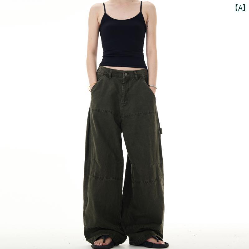 ワイドレッグ パンツ レトロ 古風 だぶだぶ メンズ レディース ストレート カジュアル ハイエンド リラックス パンツ｜ラ・グラーヌ