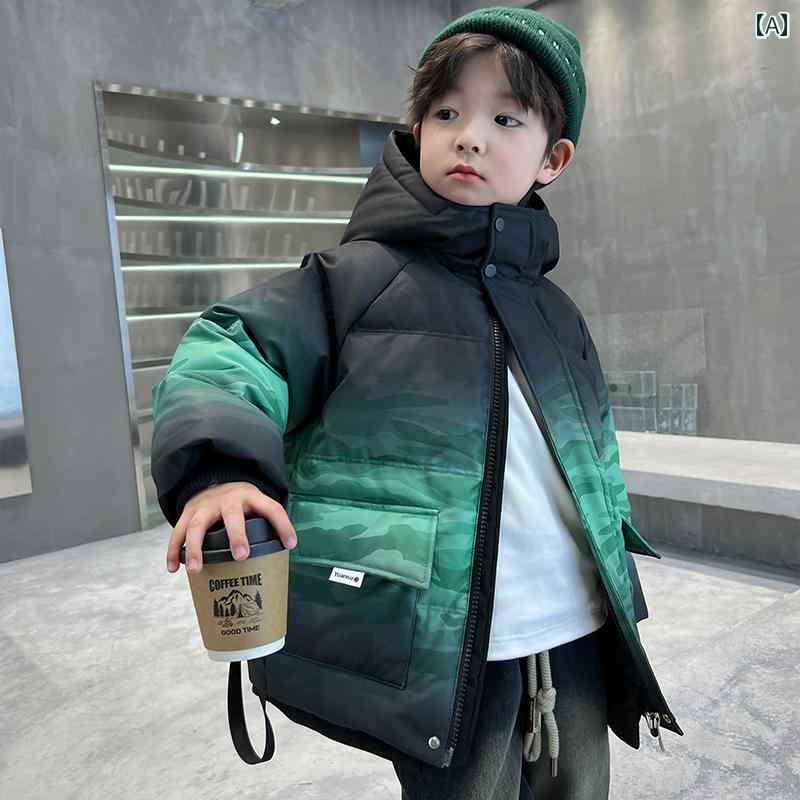 ダウン ジャケット アウターウェア キッズ ボーイ グラデーション 冬 子供 コート ドレッシー 厚手 ビッグサイズ ジャケット クール