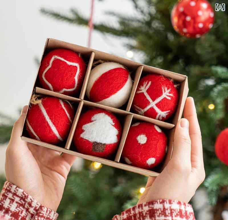 クリスマス 装飾 2025 クリスマスボール ウール フェルト スノーフレーク クリスマスツリー アクセサリー ペンダント クリスマスシーン レイアウト デコレーション