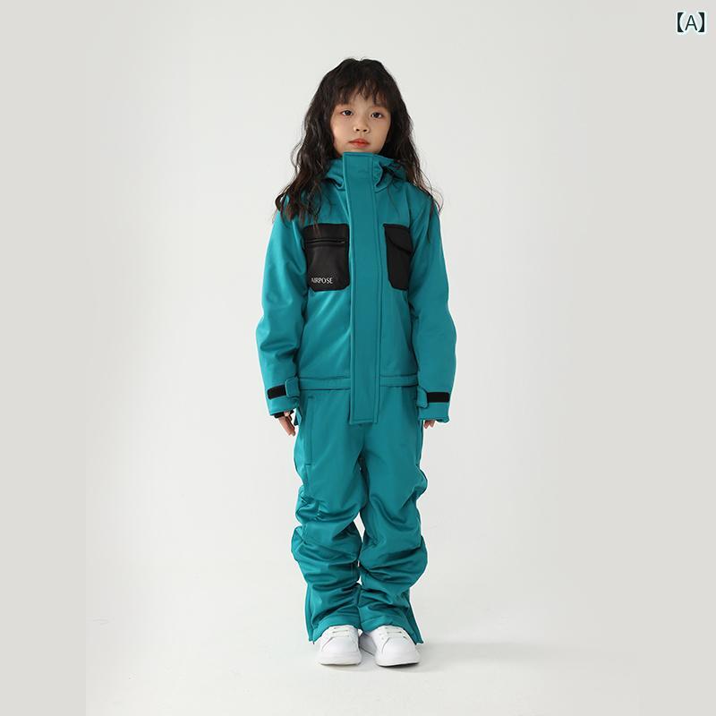 ジャンプスーツ つなぎ 男の子 女の子 子供用 キッズ スキー ウェア シングルボード ダブルボード 防水 暖かい 防風 ウィンター スポーツ スノボー つなぎ 耐摩耗 オールインワン 作業着 一体型 機能性