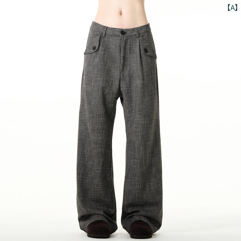 カジュアル パンツ ワイド ゆったり アメリカ オールド ドレープ パンツ メンズ レディース レトロ ヴィンテージ 着心地 マイクロフレア ボトムス
