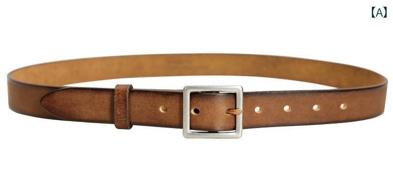 ベルト レザー レディース メンズ 革 スチール バックル ユニセックス 3.cm ファッション ベーシック ブラウン ブラック