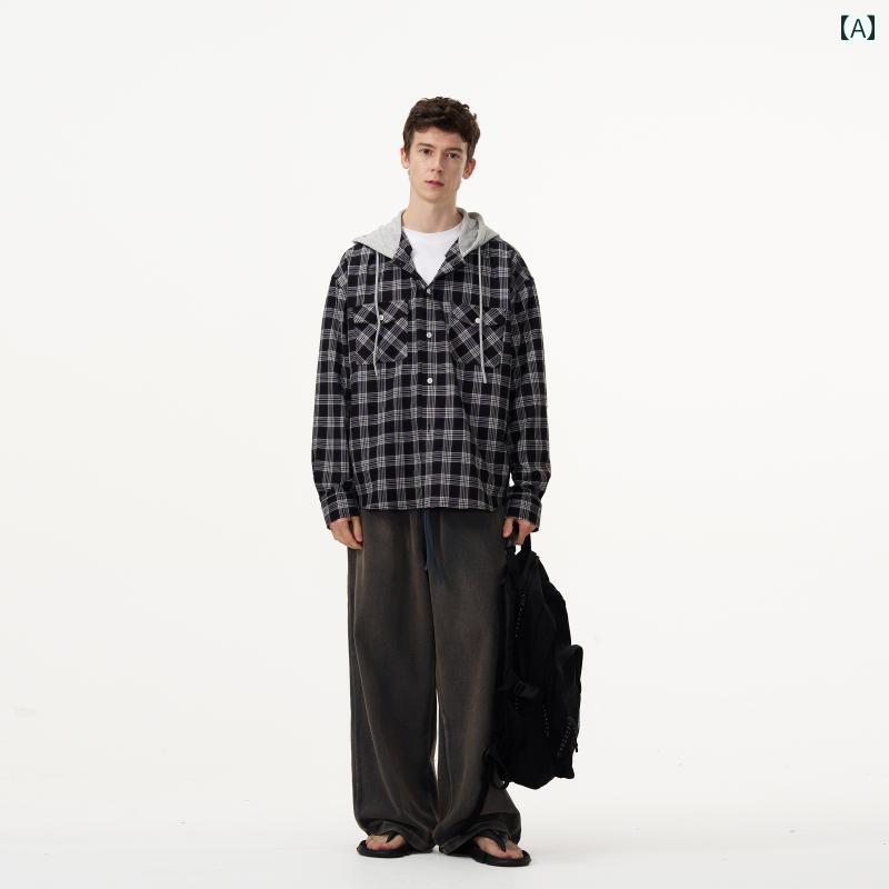 パーカー 成人男性服 アメリカン レトロ 照合のしるし柄 ボンネット付き添い人 プルオーバー メンズ アメカジ 心地好い 取りはらい 能力のある アウター 上衣 厚地の外套 惜しみ無い着 ゆったり 厚地の外套大きさ 衣嚢 自然調整 吊りひも