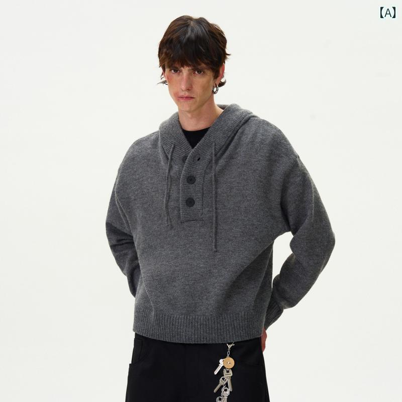 パーカー 秋冬 服 レトロ 年寄りの 流行り物 ボンネット付き添い人 スウェーター 調教師 メンズ 成人男性 ユニ一発やる 心地好い うす暗い薄墨色 トップス 自然調整 吊りひも フーディ 編み物 心地好い 惜しみ無い ティーシャツ