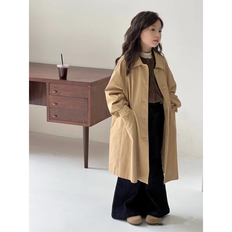 子供服 女の子 ガールズ コート ロングコート 春秋 軽量 カジュアル シンプル 通学 ショッピング 休日 デイリーユース キッズ
