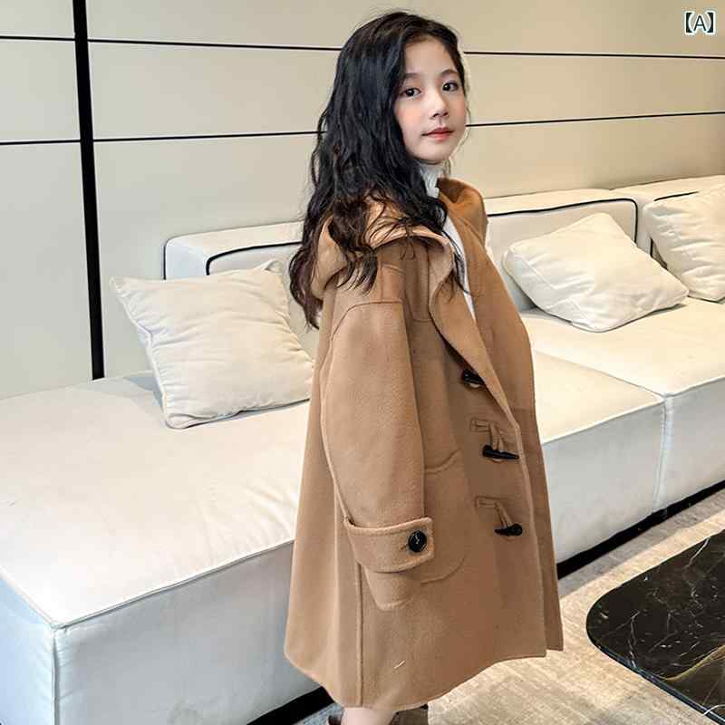 ダッフルコート キッズ お嬢さん 厚地の外套 ロング ちびっ子 秋冬 ボンネット付き添い人 朦々たる 生あたたかい 心地よい 雅びやか 今めかしい 今めかしい 流行り物 分かりやすい