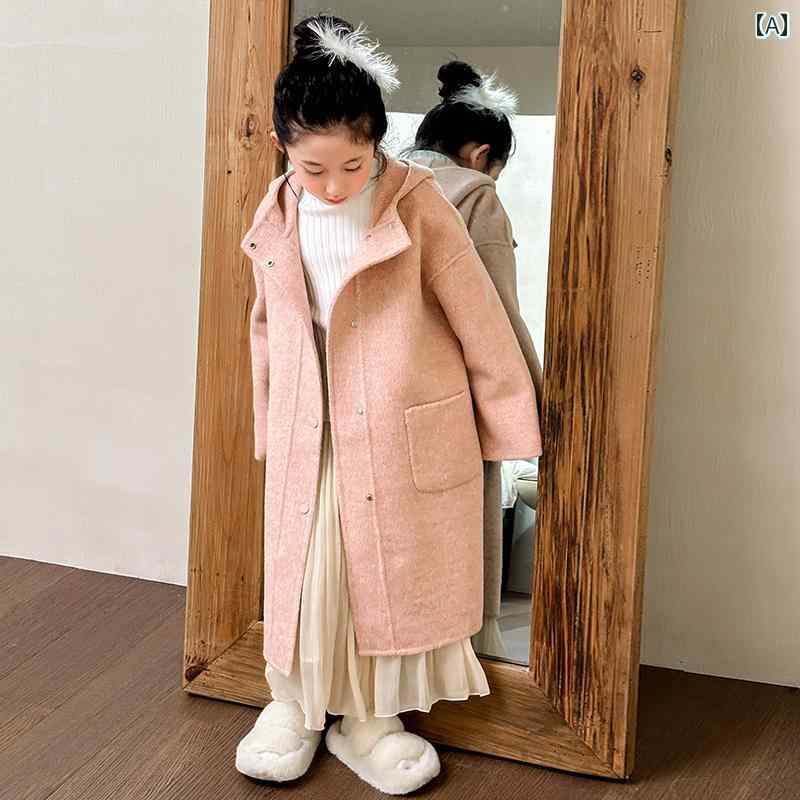ちびっ子 厚地の外套 羊毛 ユニ一発やる ロング 心地よい ボンネット付き添い人 防寒 お嬢さん 分かりやすい 秋冬 今めかしい 朦々たる 流行り物 キッズ