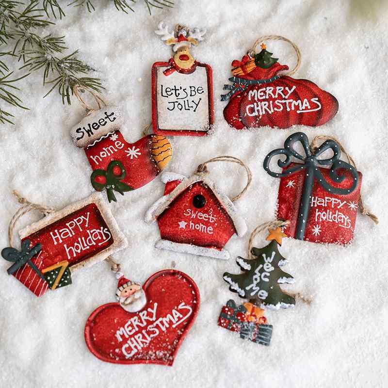 クリスマス ツリー 装飾 アメリカン レトロ 古風 メタルアート ギフト バッグ 靴下 小さい ペンダント オーナメント デコレーション クリスマスムード
