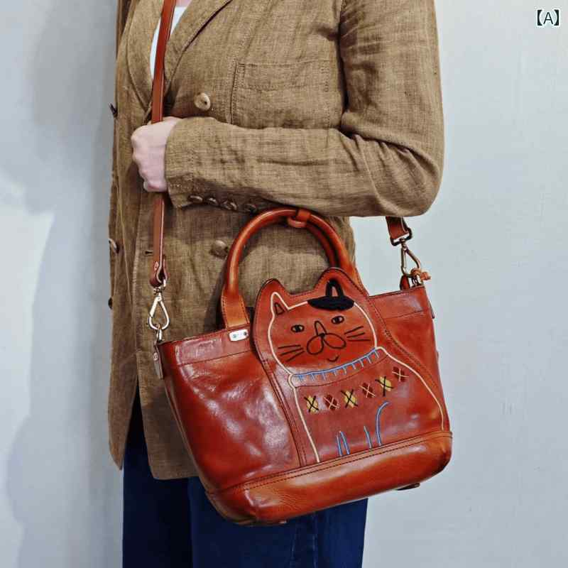 楽天市場】ヌメ革 がま口タイプ ショルダーバッグ ネコ カービング