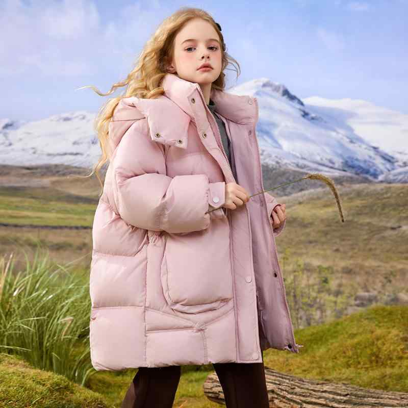 フード付き ダウンジャケット キッズ コート アウター 子供 おしゃれ ファッション 女の子 冬 ホワイトダックダウン 暖かい 厚手 カジュアル 韓国 防寒