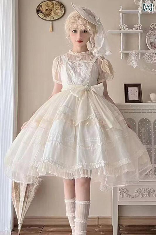ドレス ロリータ レディース リボン インナー ガーリー サスペンダー かわいい プリンセス レース コスチューム アフタヌーン 仮装 蝶