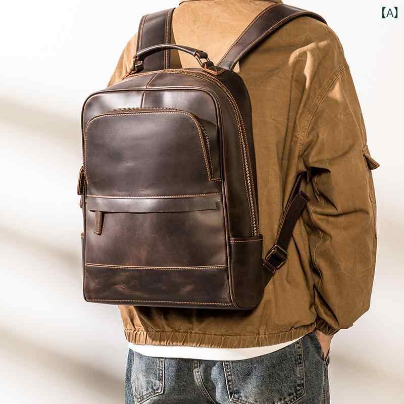 うしろ側容器に並べる 2way メンズ 背嚢 牛皮 矩形 29x11x42糎 15inマイコン納める 大静電容量 納める力 耐久性 ヴィンテージ レトロ 役立つこと的 高品質 窈窕たる ユニ一発やる 雨合羽 茶