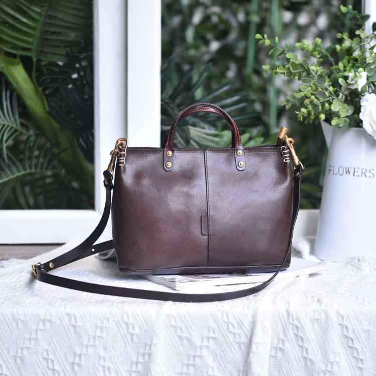 ハンドバッグ 2way レディース レトロ 革製品 植物タンニンなめし 牛革 レザー ショルダー クロスボディバッグ スタイル カジュアル デイリー使い 収納力|ラ・グラーヌ