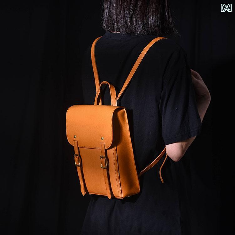 バックパック レディース バック リュック ショルダー 牛革 長方形 カバータイプ 26x20x7cm ８インチPC収納 ヴィンテージ ラグジュアリー ナチュラル 高品質 モダン レザー ソフト｜ラ・グラーヌ