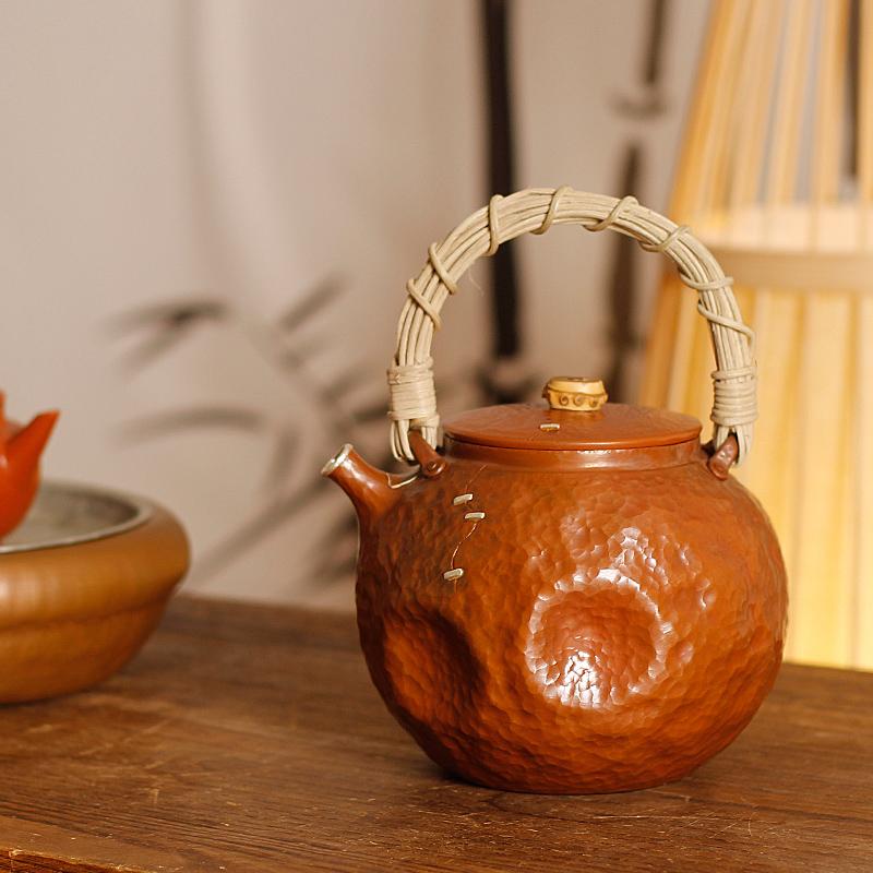 やかん 急須 茶瓶 おしゃれ 銅製 ケトル お茶 家庭用 レトロ チャイナ風 ティーポット 湯沸かし アンティーク 金属加工
