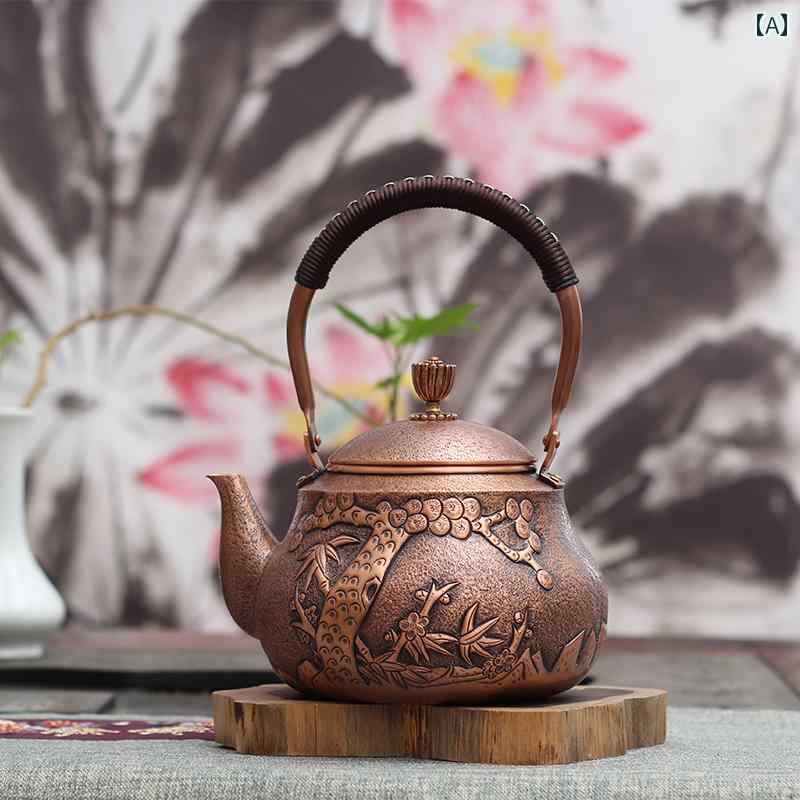 湯わかし 急須 ティーポット 茶釜 馬鹿でかい大きさ 鯉 刻みつける 銅製 お茶 ポット 耐久性 カンフー茶 レトロ アンティーク かざり付ける 古典派音楽