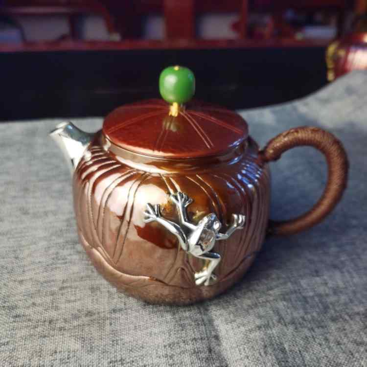 急須 茶釜 和風 銅 ティーポット 蝦 焼き色 銀口 個人的特徴的 姿勢 手持ち部分 古典派音楽ひな型 窈窕たる