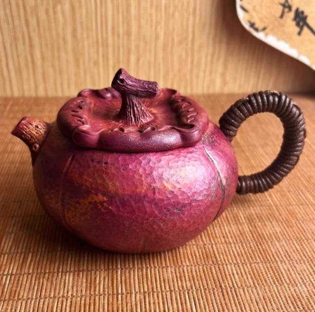 急須 茶釜 赤銅色 姿勢 手持ち部分 弱められた大きさ 柿ひな型 ティーポット カンフー 茶 仕掛ける 付属品 室内装飾 瀬戸もの風