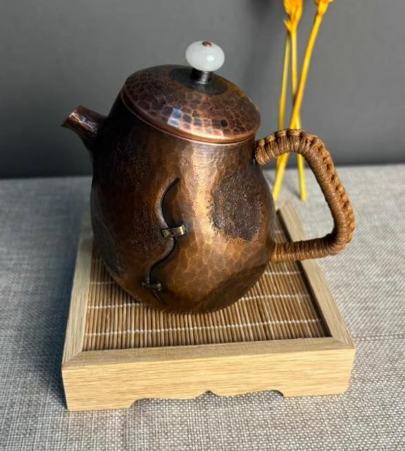 急須 茶釜 銅 ティーポット 醸造酒 小静電容量 瀬戸もの風 レトロ ろ波器 ひょうたん 継ぎ切れ付き添い人 室内装飾 使い分かりやすい