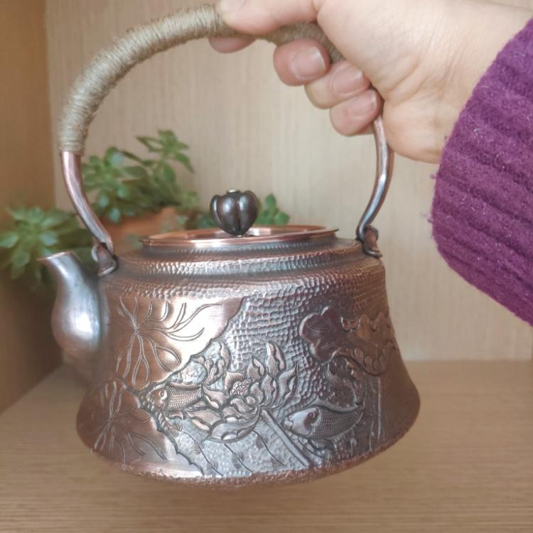 湯わかし レトロ ティーポット 銅 急須 彫り アンティーク 朦々たる 熱湯 耐久性 言い慣わし 飛び切り感 特殊 室内装飾